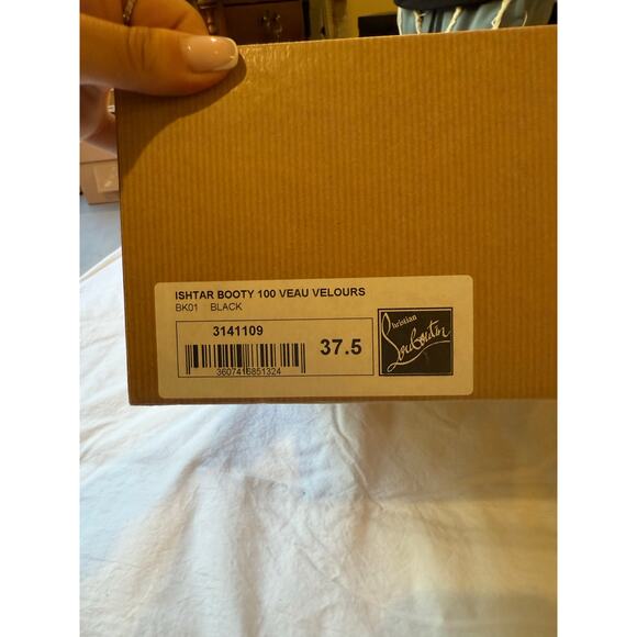 Christian Louboutin Ishtar Booty 100 Black Suede Red Sole Stiletto Boots 37.5 - Picture 5 of 5